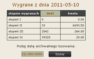 Podaj datę archiwalnego losowania